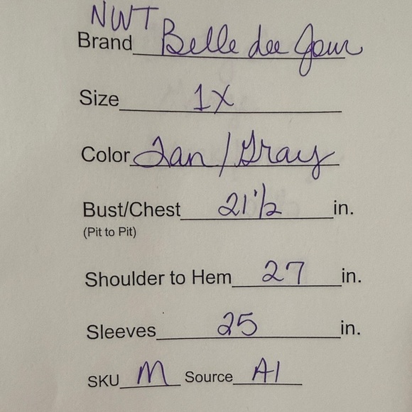 NWT Belle de Jour 1X Tan Gray Chevron Long Sleeve Boho Top - Picture 10 of 10